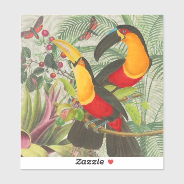 Vibrant Tropical Toucan Birds Art Exotic Jungle  (Sheet)