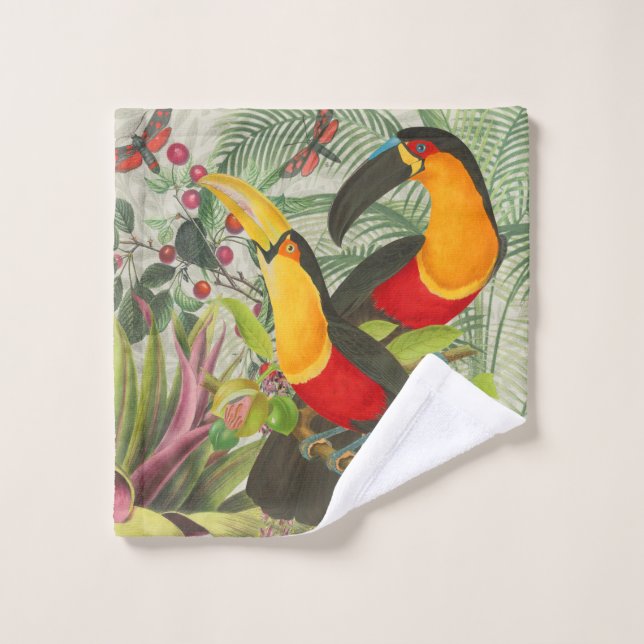 Vibrant Tropical Toucan Birds Art Exotic Jungle (Gant de toilette)