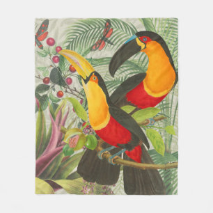 Vibrant Tropical Toucan Birds Art Exotic Jungle  Fleece Blanket
