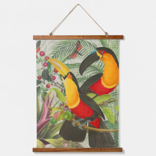 Vibrant Tropical Toucan Birds Art Exotic Jungle  Hanging Tapestry