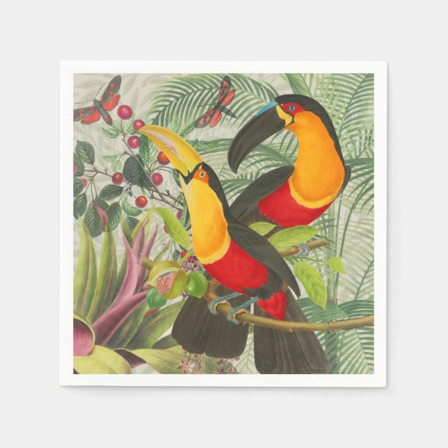 Vibrant Tropical Toucan Birds Art Exotic Jungle  Napkin (Front)