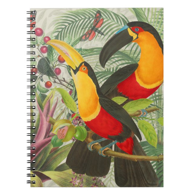 Vibrant Tropical Toucan Birds Art Exotic Jungle  Notebook (Front)