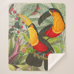 Vibrant Tropical Toucan Birds Art Exotic Jungle  Sherpa Blanket
