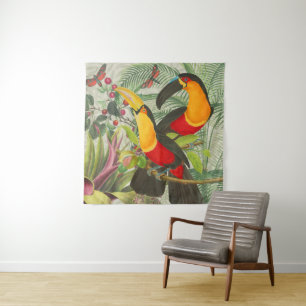 Vibrant Tropical Toucan Birds Art Exotic Jungle  Tapestry