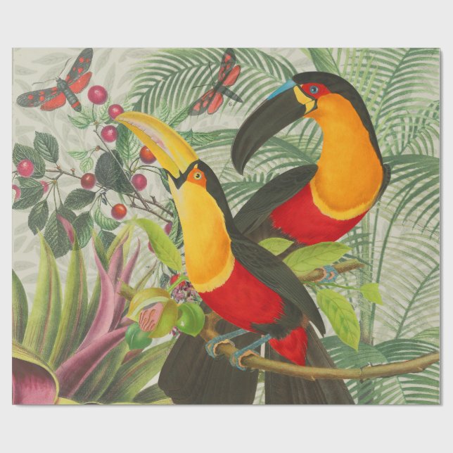 Vibrant Tropical Toucan Birds Art Exotic Jungle  Wrapping Paper (Flat)