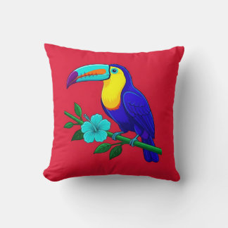 Vibrant Tropical Toucan Throw Pillow