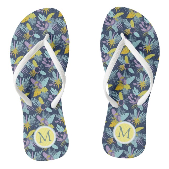 Vibrant Tropics ⎥Monogram Flip Flops (Footbed)