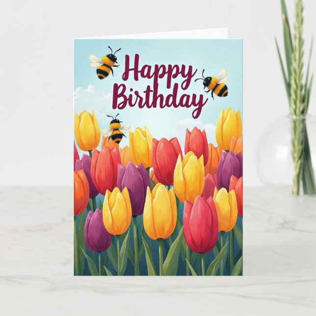 Vibrant Tulip Birthday Card (Front)