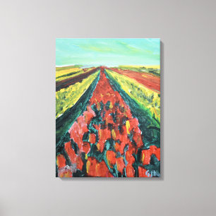 Vibrant Tulip Field Perspective Canvas Print