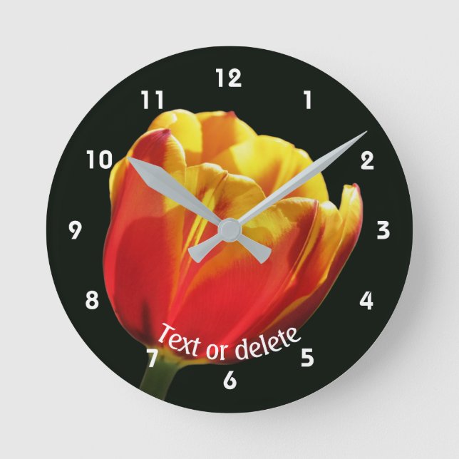 Vibrant Tulip Flower Personalized Round Clock (Front)