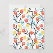 Vibrant Tulip Pattern Floral Design on White