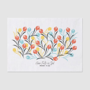 Vibrant Tulip Pattern Floral Design on White Tissue Paper