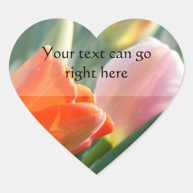 Vibrant Tulips Heart Stickers (Front)