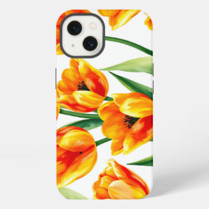 Vibrant Tulips Watercolor Pattern in Bright Yellow iPhone 13 Case
