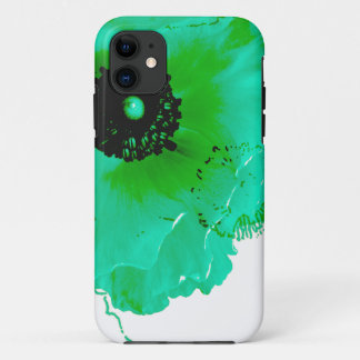 vibrant turquoise and white ranunculus iPhone 11 case