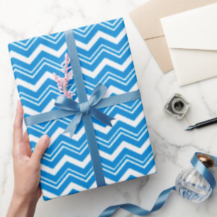 Vibrant Turquoise and White Zigzags Wrapping Paper