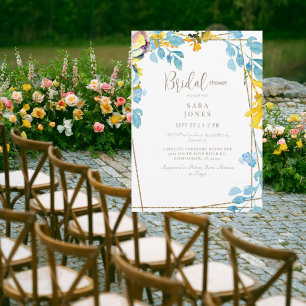 Vibrant Turquoise Botanical Bridal Shower Invitation