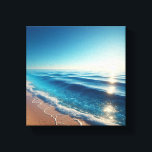 Vibrant Turquoise Ocean Waves with Golden Sand Canvas Print<br><div class="desc">A stunning digital seascape showcasing the brilliant contrast between deep azure waters and bright turquoise shoreline. Gentle white foam laps against a warm golden shore, while the midday sun creates a sparkling diamond-like reflection on the water's surface. This uplifting and high-energy composition is perfect for summer-themed home decor, coastal hospitality...</div>