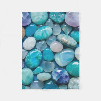Vibrant Turquoise & Purple Crystal Gemstones Fleec Fleece Blanket