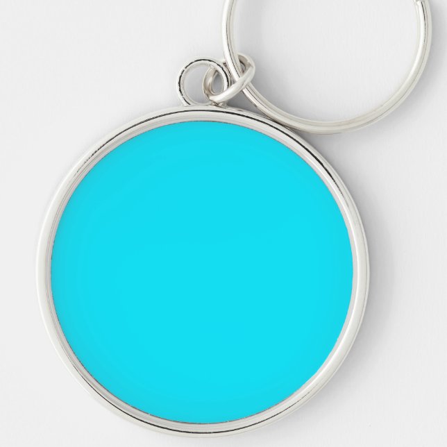 Vibrant Turquoise Sky Blue Colour Customize This Keychain (Front)