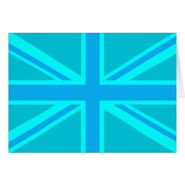 Vibrant Turquoise Union Jack British Flag (Front Horizontal)