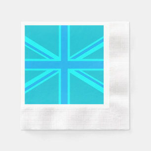 Vibrant Turquoise Union Jack British Flag Napkin