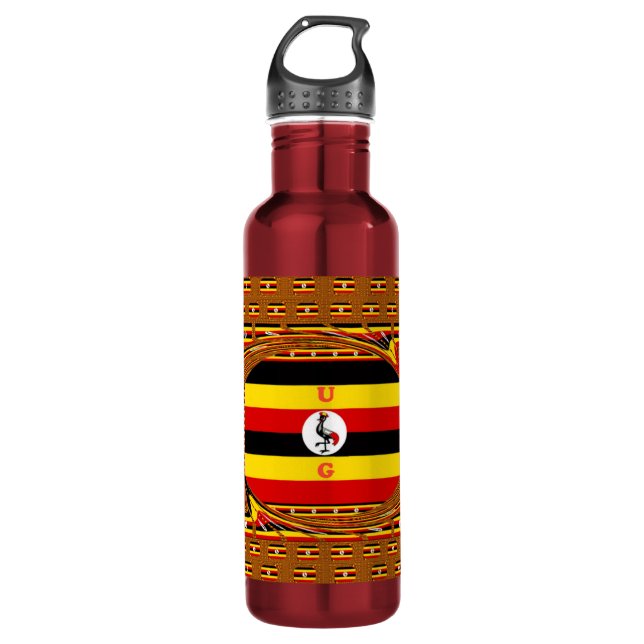 Vibrant Uganda Flag-Inspired Art 710 Ml Water Bottle (Front)