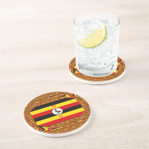 Vibrant Uganda Flag-Inspired Art Coaster