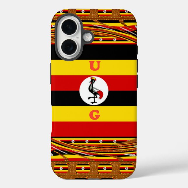 Vibrant Uganda Flag Inspired Art | Crested Crane H Case-Mate iPhone Case (Back)