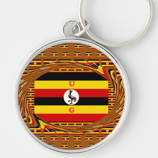 Vibrant Uganda Flag-Inspired Art Keychain (Front)