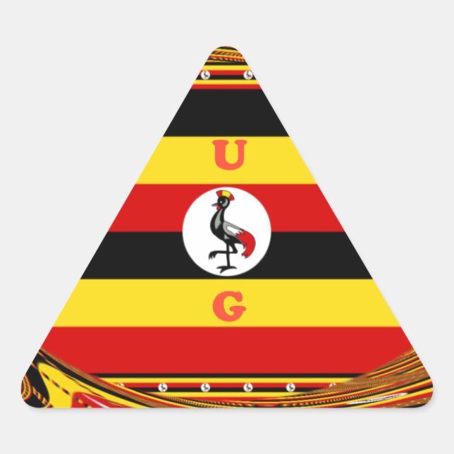 Vibrant Uganda Flag-Inspired Art Triangle Sticker (Front)