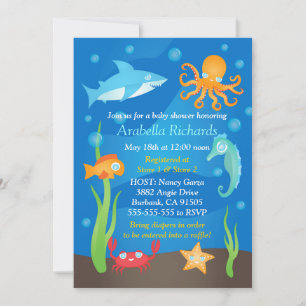 Vibrant Under the Sea Baby Shower Invitations