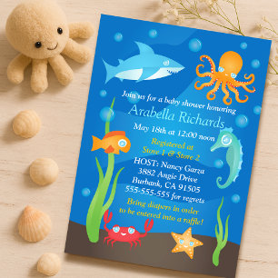 Vibrant Under the Sea Baby Shower Party Invitation