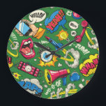 Vibrant Urban Retro Pop Art  Large Clock<br><div class="desc">Step into a world where nostalgia meets modern flair with our Brand New Retro Art clock collection. This particular piece boasts a dynamic pop art design, exploding with vivid colours and a retro comic aesthetic. Imagine the energy it brings to your space, injecting every moment with a sense of excitement...</div>