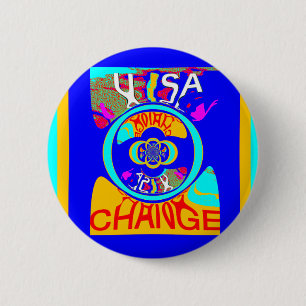 Vibrant USA Change: A Bold Statement 2 Inch Round Button
