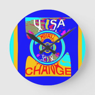Vibrant USA Change: A Bold Statement Round Clock