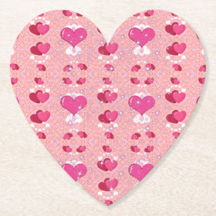 vibrant valentine heart paper coaster