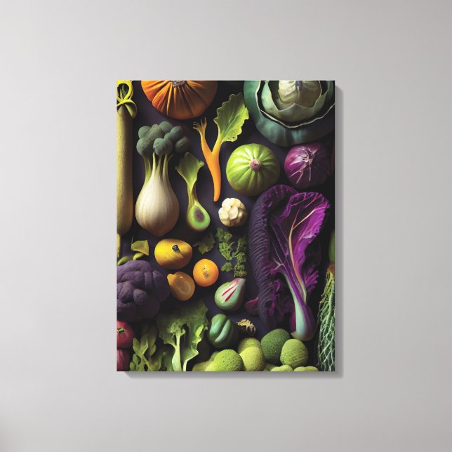 Vibrant Vegetable Display Canvas Print (Front)