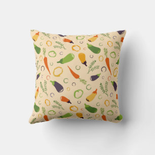 Vibrant Veggie Garden Pattern Throw Pillow