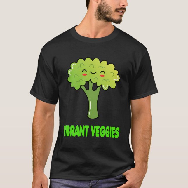 Vibrant Veggies Cute Funny Broccoli Vegan Designs  T-Shirt (Front)