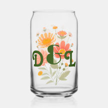 Vibrant verre à boisson florale rétro