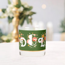 Vibrant verre à whisky rétro floral