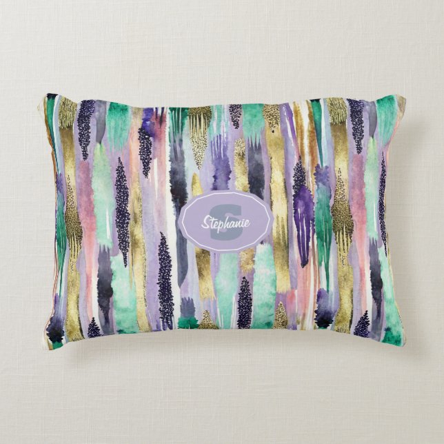 Vibrant Vertical Brushstroke Pattern (1) Accent Pillow (Front)