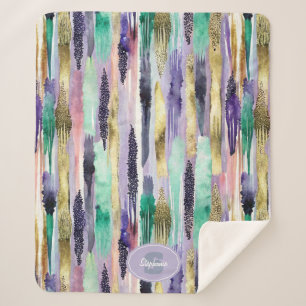Vibrant Vertical Brushstroke Pattern (1) Sherpa Blanket