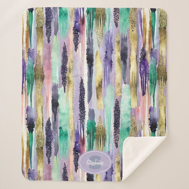 Vibrant Vertical Brushstroke Pattern (1) Sherpa Blanket (Front)