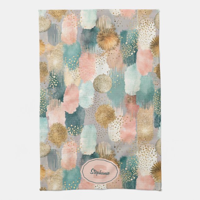 Vibrant Vertical Brushstroke Pattern (2) Kitchen Towel (Vertical)