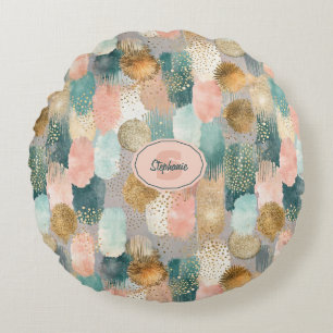 Vibrant Vertical Brushstroke Pattern (2) Round Pillow