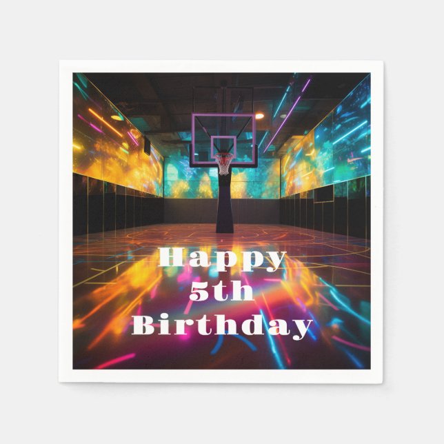 Vibrant Victory Basketball Party  Napkin (Front)