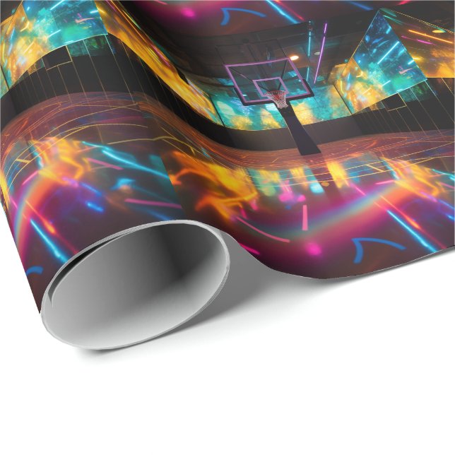 Vibrant Victory Basketball  Wrapping Paper (Roll Corner)
