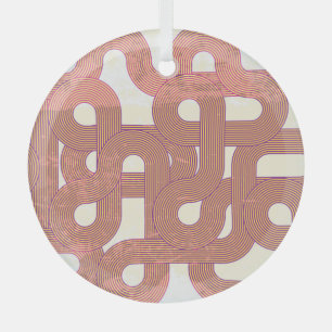 Vibrant Vintage: Abstract Colourful Lines Glass Ornament